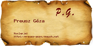 Preusz Géza névjegykártya